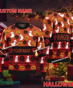 Texas Rangers Personalized Halloween Ugly Christmas Sweater AOP Gift For Adult