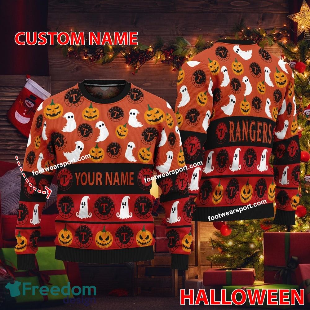 Texas Rangers Personalized Halloween Ugly Christmas Sweater AOP Gift For Adult image Texas Rangers Personalized Halloween Ugly Christmas Sweater AOP Gift For Adult - Texas Rangers Personalized Halloween Ugly Christmas Sweater AOP Gift For Adult