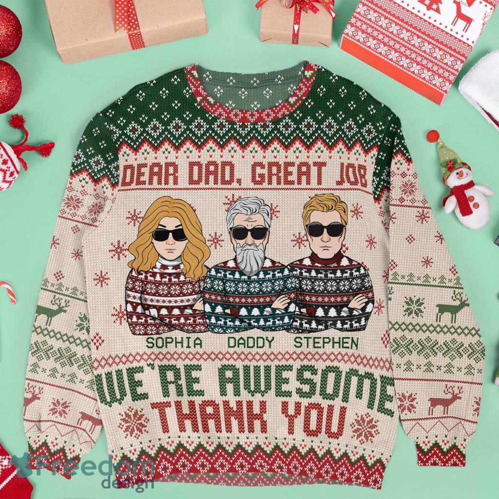 Thank You Dad Personalized Ugly Sweater Christmas image Thank You Dad Personalized Ugly Sweater Christmas Product Photo 1