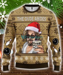 The Big Lebowski The Dude Abides Ugly Christmas Sweater Amazing Gift Idea Christmas Party Gift