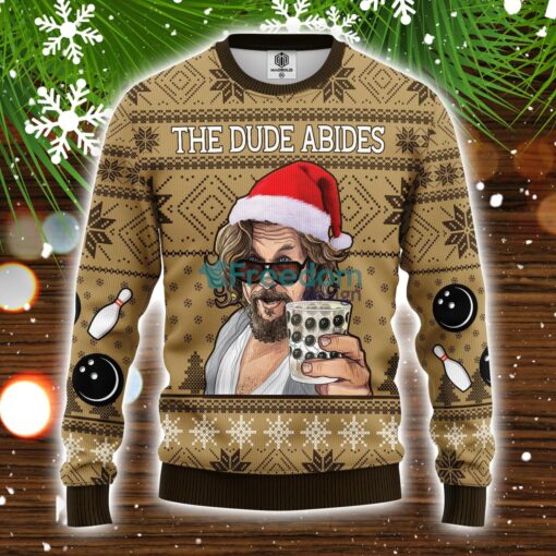 The Big Lebowski The Dude Abides Ugly Christmas Sweater Amazing Gift Idea Christmas Party Gift Product Photo 1