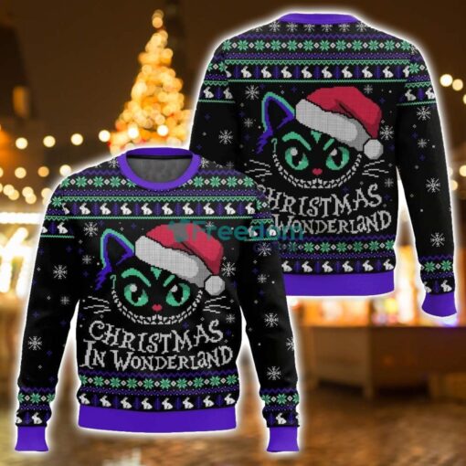 The Cheshire Cat, Christmas In Wonderland, Christmas Ugly Sweater 3D Printed Sweater Christmas Gift - The Cheshire Cat, Christmas In Wonderland, Christmas Ugly Sweater-3