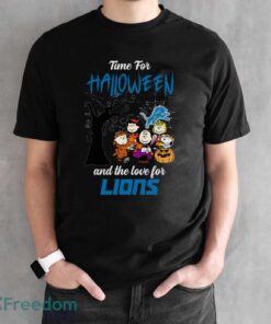 Time For Halloween & The Love For Detroit Lions Limited Edition Shirt - Black Unisex T-Shirt