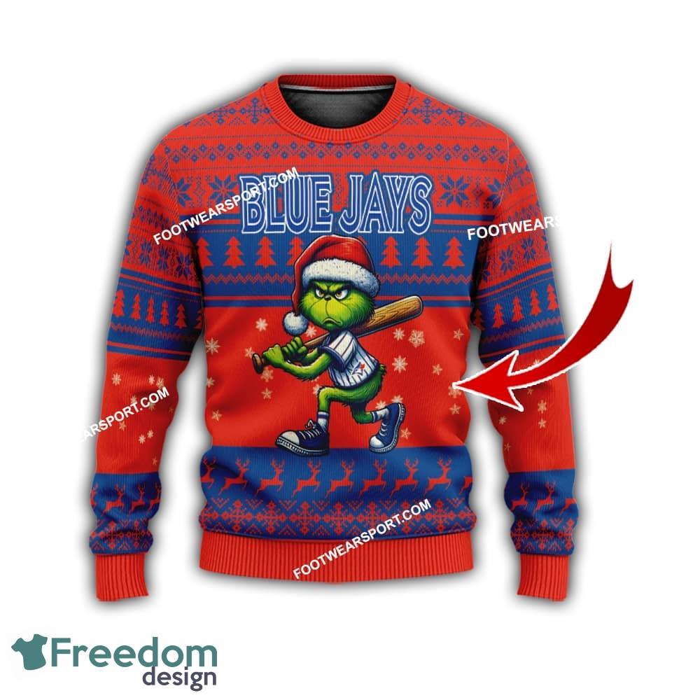 Toronto Blue Jays Grinch Design Ugly Christmas Sweater Gift For Men And Women image Toronto Blue Jays Grinch Design Ugly Christmas Sweater Gift For Men And Women - Toronto Blue JaysMulti Grinch Ugly Christmas Sweater Gift Adult Photo 1