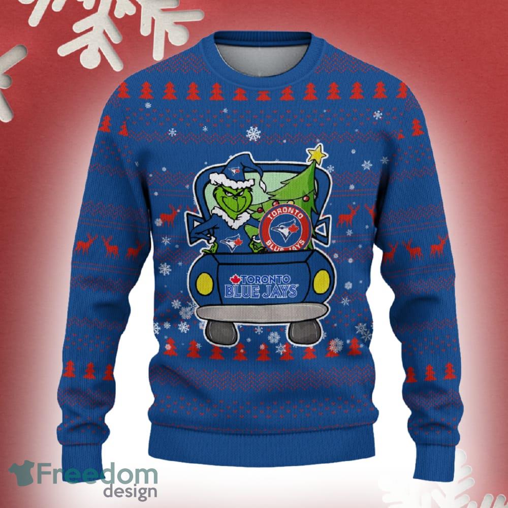 Toronto Blue Jays Grinch Driving Funny 3D Ugly Christmas Sweater For Men Women image Toronto Blue Jays Grinch Driving Funny 3D Ugly Christmas Sweater For Men Women - Toronto Blue Jays Christmas Sweater Grinch Driving Photo 2