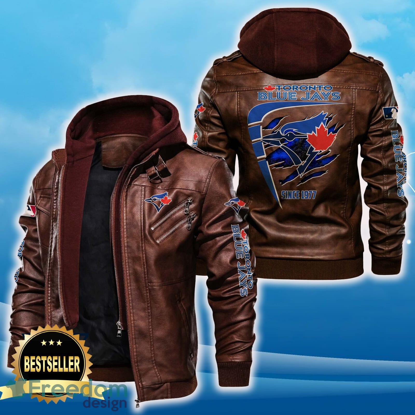 Toronto Blue Jays Leather Jacket Black And Brown Color For Men And Women Gift Fans All OVer Print Gift Fans image Toronto Blue Jays Leather Jacket Black And Brown Color For Men And Women Gift Fans All OVer Print Gift Fans - Toronto Blue Jays Leather Jacket_2
