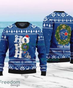 Toronto Blue Jays MLB Custom Name Christmas Wreath Ugly Sweater Christmas For Fans Toronto Blue Jays MLB Custom Name Christmas Wreath Ugly Sweater Christmas For Fans