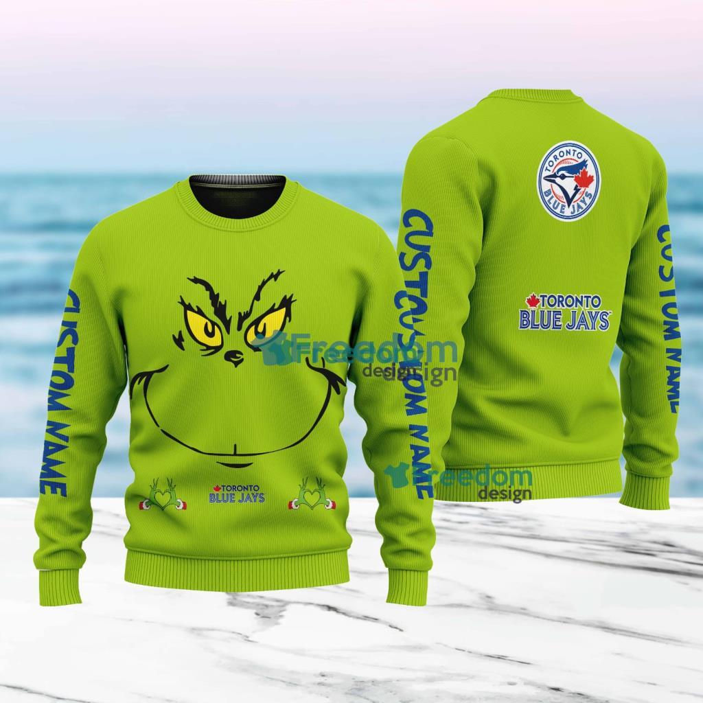 Toronto Blue Jays MLB Ginch Face Funny Custom Name Ugly Sweater Merry Chistmas Gift For Fans image Toronto Blue Jays MLB Ginch Face Funny Custom Name Ugly Sweater Merry Chistmas Gift For Fans Product Photo 1