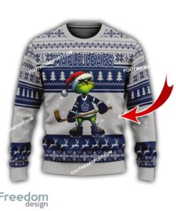 Toronto Maple Leafs Multi Grinch Knitted Christmas Sweater AOP Gift For Men And Women