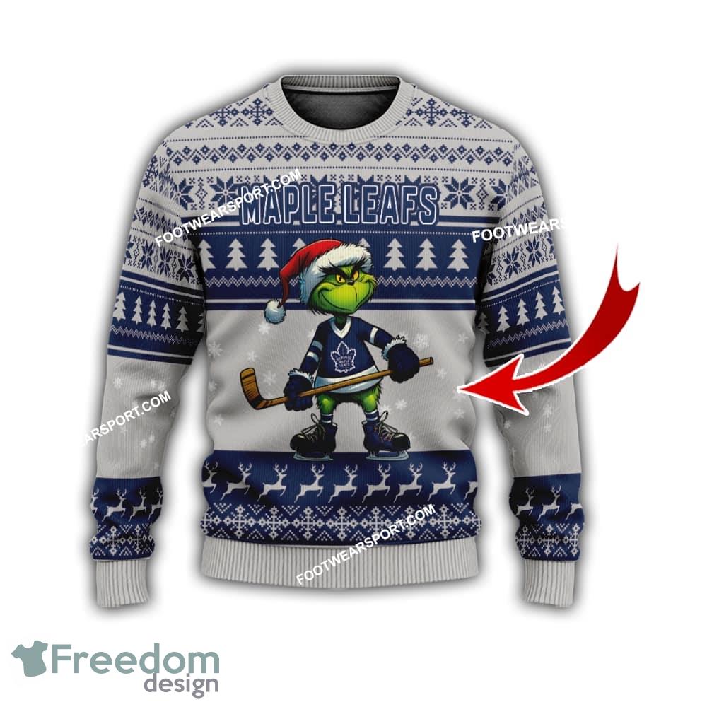 Toronto Maple Leafs Multi Grinch Knitted Christmas Sweater AOP Gift For Men And Women image Toronto Maple Leafs Multi Grinch Knitted Christmas Sweater AOP Gift For Men And Women - Toronto Maple LeafsMulti Grinch Ugly Christmas Sweater Gift Adult Photo 1