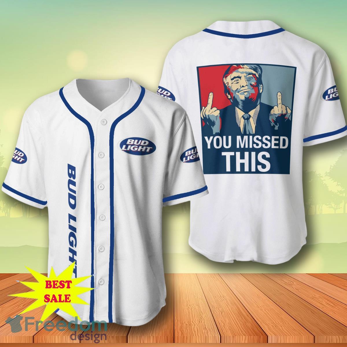 Trump Bud Light Baseball Jersey For Men And Women image Trump Bud Light Baseball Jersey For Men And Women Product Photo 1