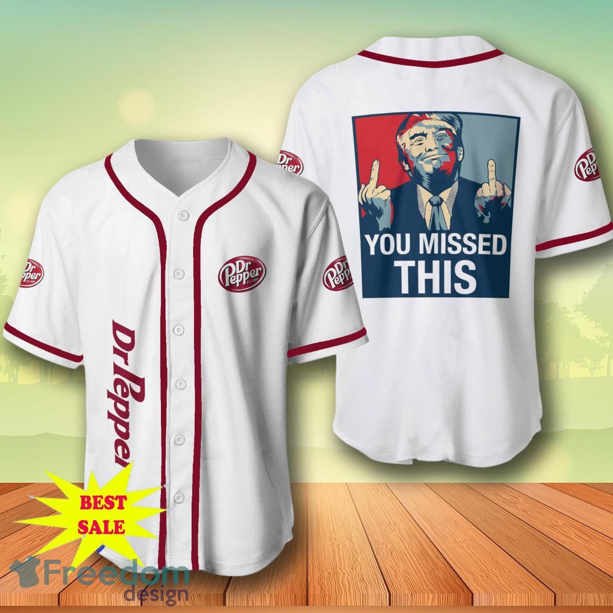 Trump Dr Pepper Baseball Jersey For Men And Women image Trump Dr Pepper Baseball Jersey For Men And Women Product Photo 1