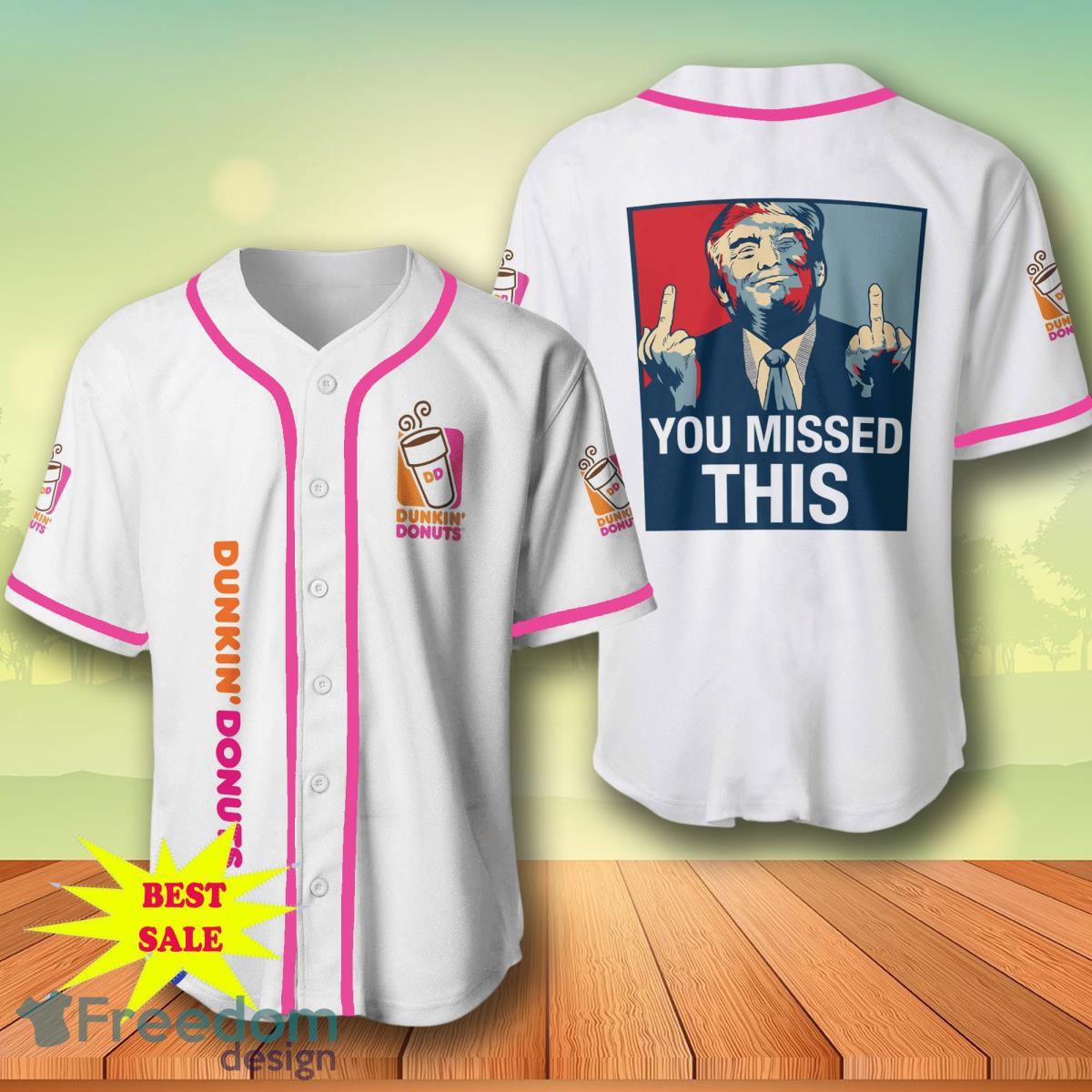 Trump Dunkin' Donuts Baseball Jersey For Men And Women image Trump Dunkin