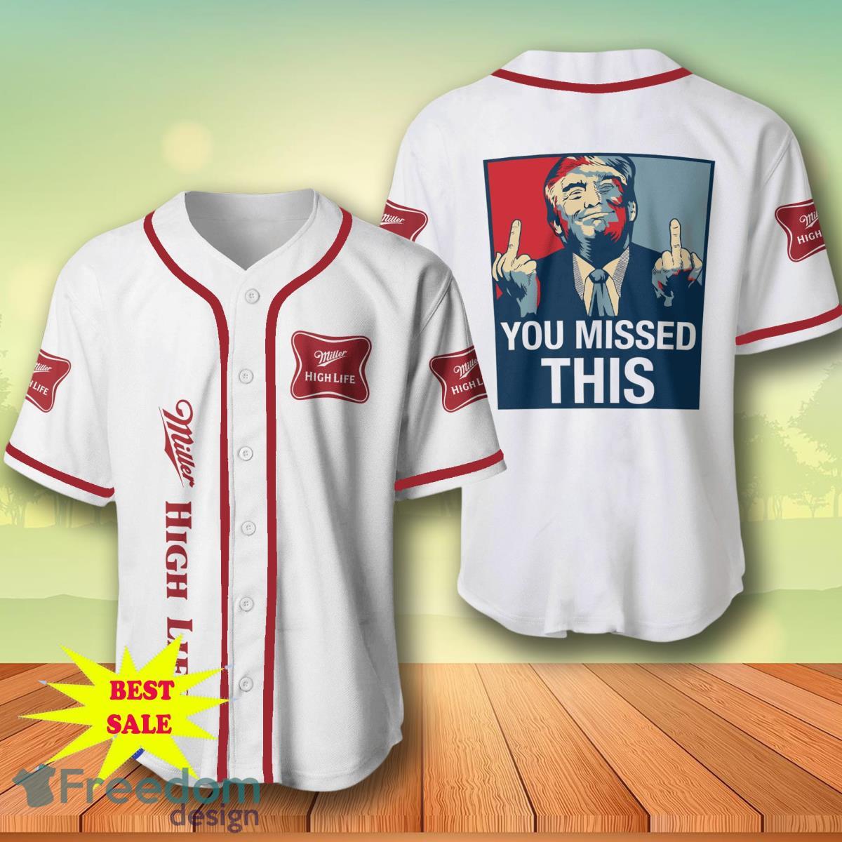 Trump Miller High Life Baseball Jersey For Men And Women image Trump Miller High Life Baseball Jersey For Men And Women Product Photo 1
