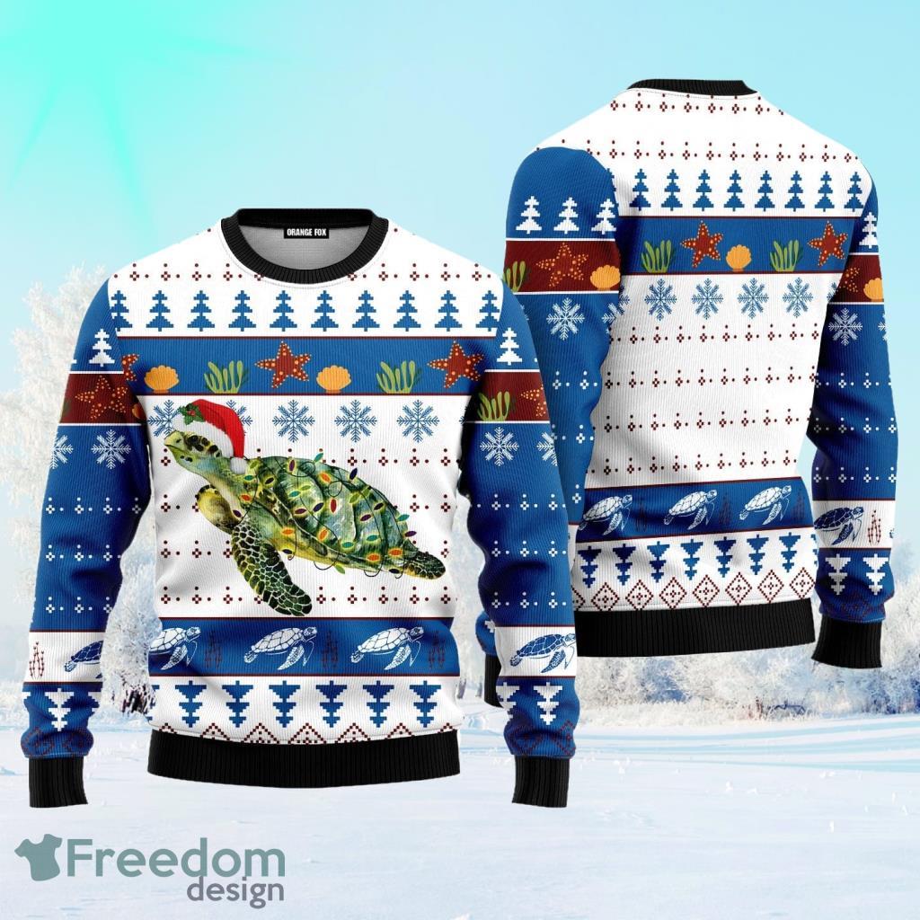 Turtle In Ocean Ugly Christmas Sweater For Men And Women image Turtle In Ocean Ugly Christmas Sweater For Men And Women Product Photo 1