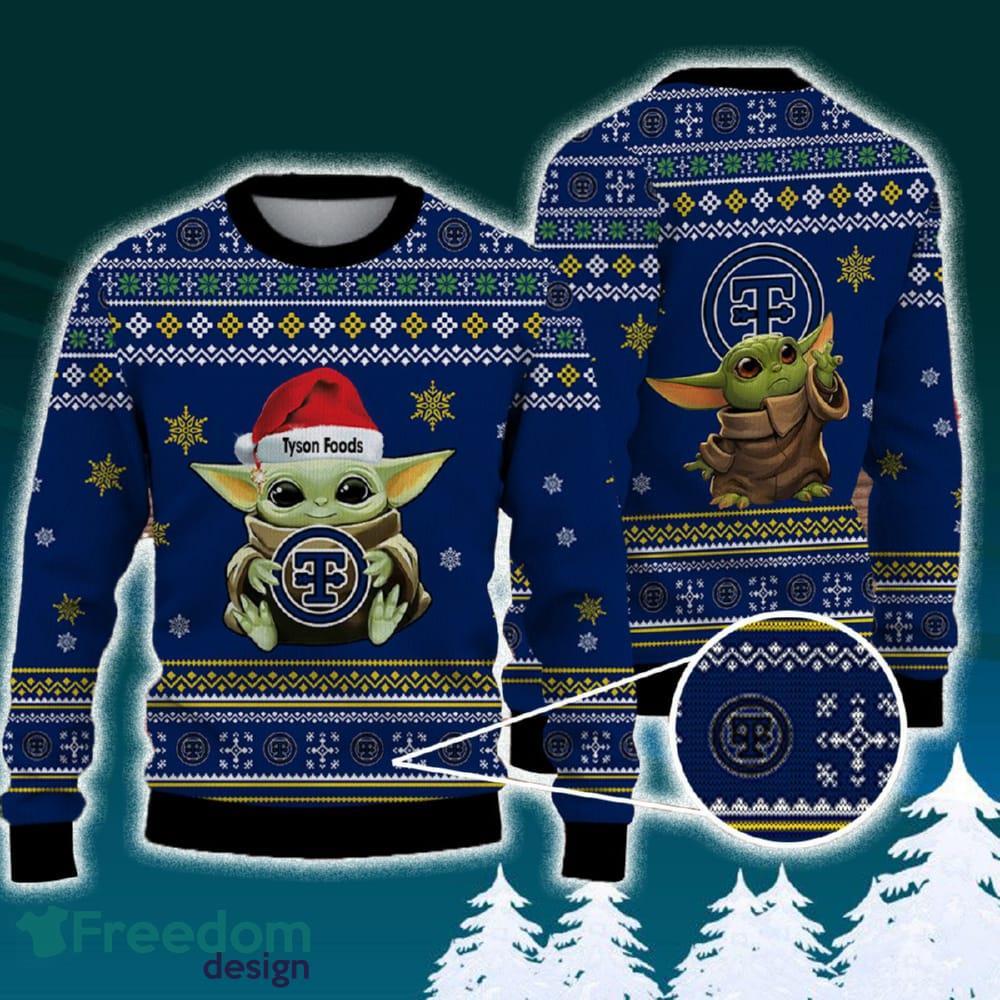 Tyson Foods Baby Yoda Santa Hat Funny Brands Logo 3D Sweater For Men Women Fans Gift Christmas image Tyson Foods Baby Yoda Santa Hat Funny Brands Logo 3D Sweater For Men Women Fans Gift Christmas - Tyson Foods Baby Yoda Santa Hat Funny Brands Logo 3D Sweater For Men Women Fans Gift Christmas