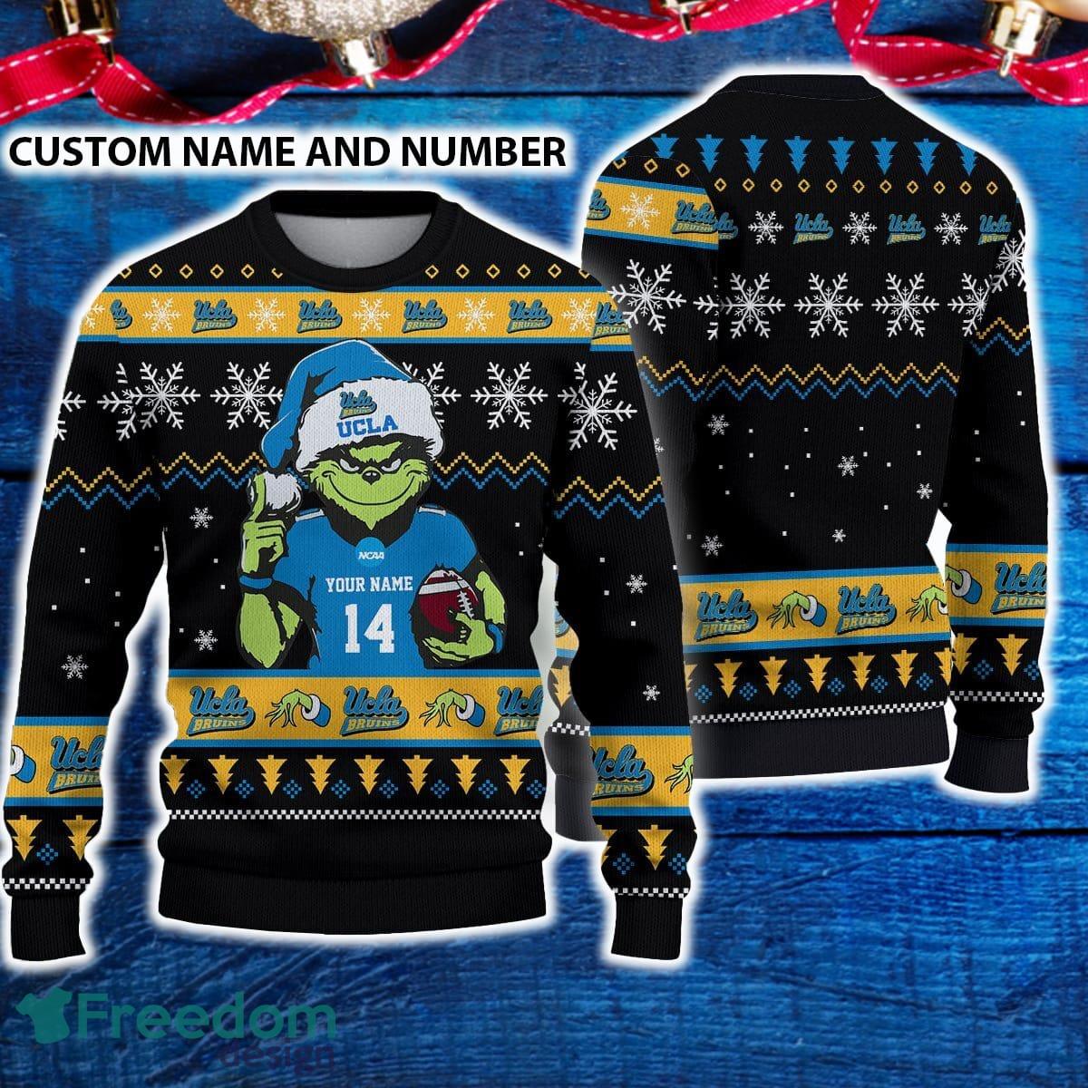 UCLA Bruins 3D Ugly Christmas Sweater Grinch Funny Custom Number And Name image UCLA Bruins 3D Ugly Christmas Sweater Grinch Funny Custom Number And Name - UCLA Bruins 3D Ugly Christmas Sweater Grinch Funny Custom Number And Name