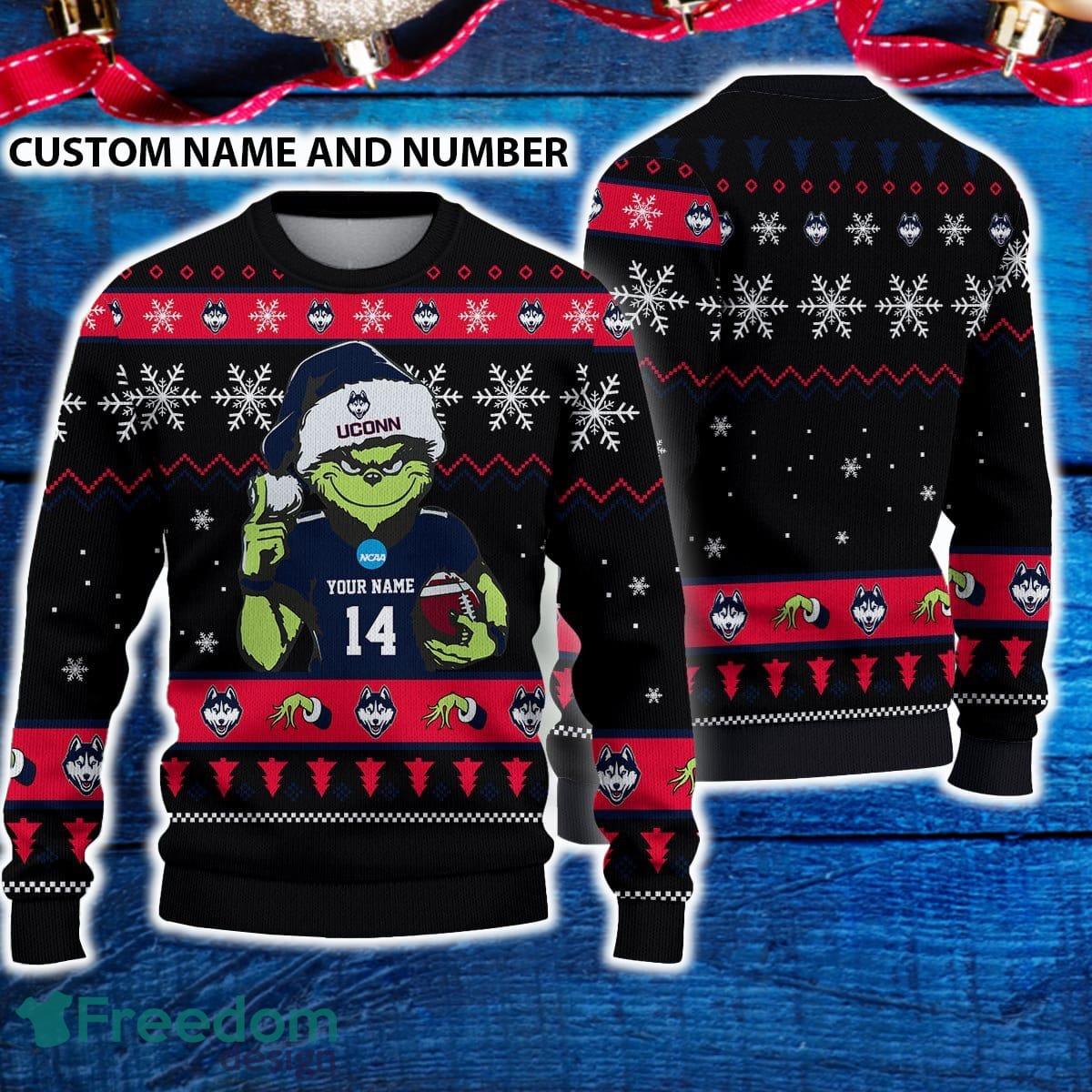 Uconn Huskies 3D Ugly Christmas Sweater Grinch Funny Custom Number And Name image Uconn Huskies 3D Ugly Christmas Sweater Grinch Funny Custom Number And Name - Uconn Huskies 3D Ugly Christmas Sweater Grinch Funny Custom Number And Name