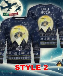 UH-1 Huey UH1 Aircraft Moonlight Multi Color Knitted Christmas Sweater Gift For Adult - UH-1 Huey UH1 Aircraft Moonlight Ugly Christmas Sweater_11