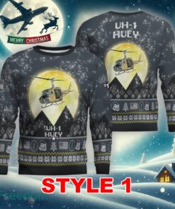 UH-1 Huey UH1 Aircraft Moonlight Multi Color Knitted Christmas Sweater Gift For Adult