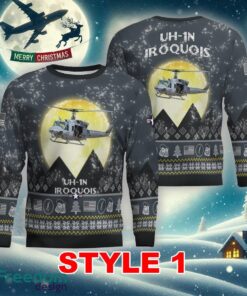 UH-1N Iroquois UH1N Twin Huey USMC Aircraft Moonlight Multi Color Ugly Xmas Sweater Gift For Men And Women