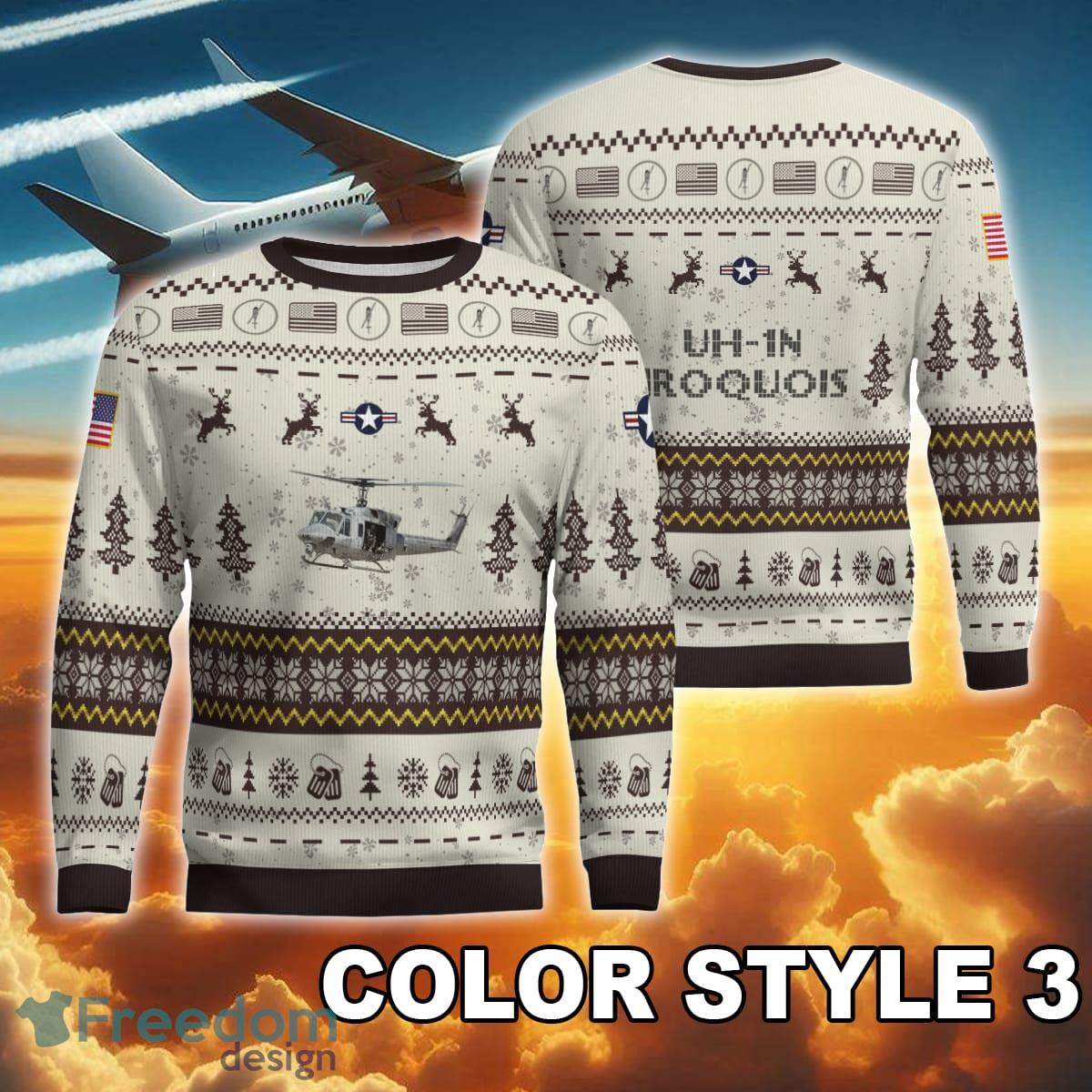 UH 1N Iroquois UH1N Twin Huey USMC New Pattern Aircraft Christmas Knitted Sweater For Veteran image UH-1N Iroquois UH1N Twin Huey USMC New Pattern Aircraft Christmas Knitted Sweater For Veteran - UH-1N Iroquois UH1N Twin Huey USMC Ugly Christmas Sweater AOP Photo 3