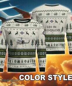 UH-1N Iroquois UH1N Twin Huey USMC New Pattern Aircraft Christmas Knitted Sweater For Veteran