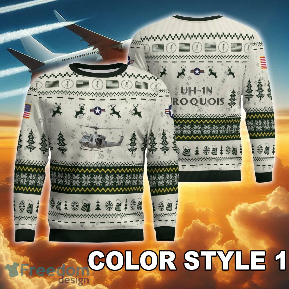 UH 1N Iroquois UH1N Twin Huey USMC New Pattern Aircraft Christmas Knitted Sweater For Veteran image UH-1N Iroquois UH1N Twin Huey USMC New Pattern Aircraft Christmas Knitted Sweater For Veteran - UH-1N Iroquois UH1N Twin Huey USMC Ugly Christmas Sweater AOP Photo 1