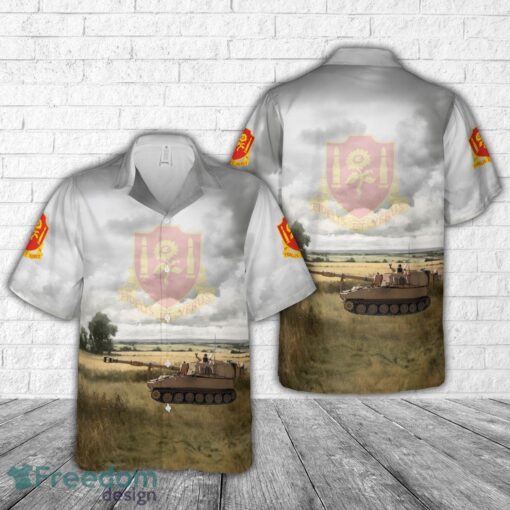 US Army M109A6 Paladin Howitzer Bravo Battery, 3rd Battalion, 29th Field Artillery Regiment, 4th Infantry Division Aloha 3D Hawaiian Shirt Product Photo 1