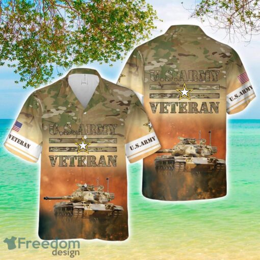 US Army Veteran Tank Aloha 3D Hawaiian Shirt Product Photo 1