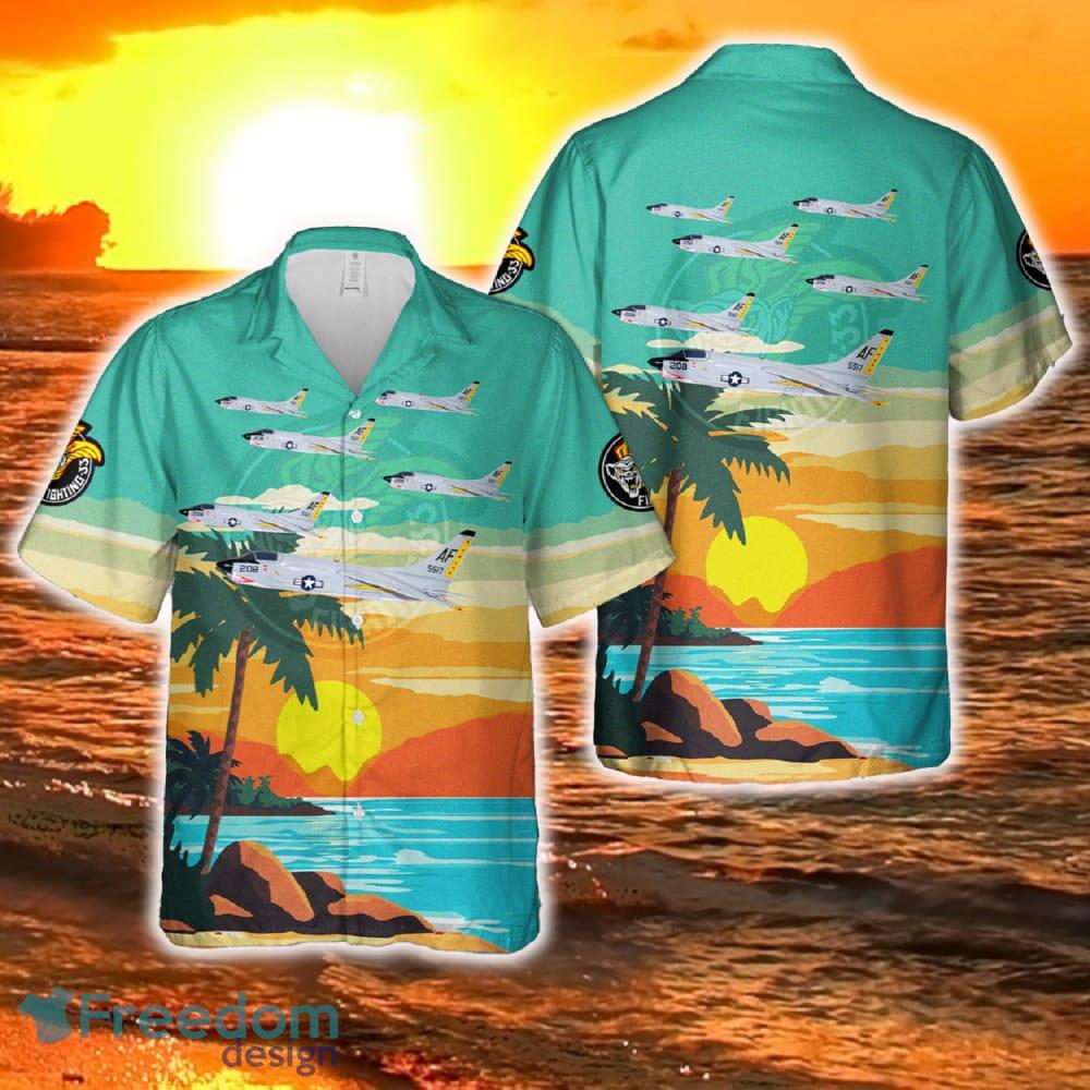 US Navy VF 33 Tarsiers F 8 Crusader Hawaiian Shirt image US Navy VF-33 Tarsiers F-8 Crusader Hawaiian Shirt - US Navy VF-33 Tarsiers F-8 Crusader Hawaiian Shirt-1