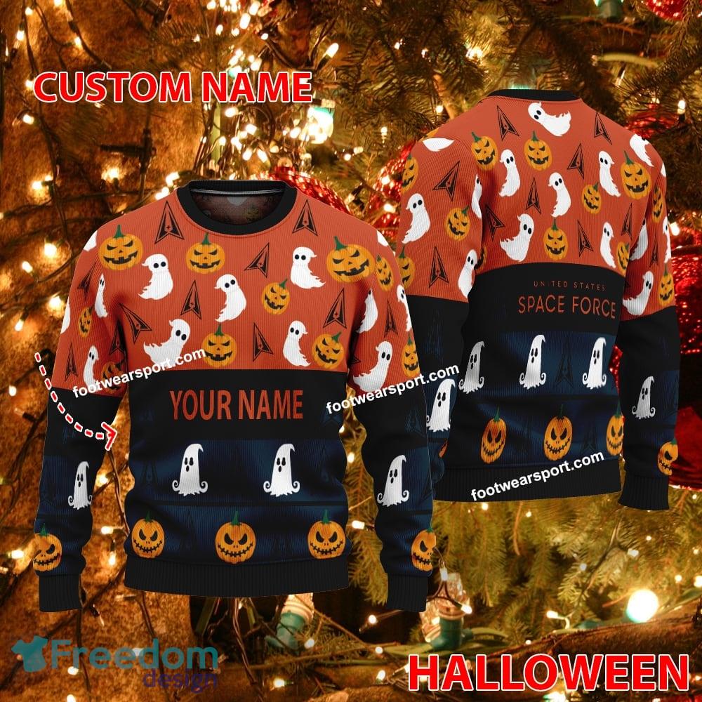 US Space Force Custom Name Halloween Ugly Christmas Sweater Gift For Men And Women image US Space Force Custom Name Halloween Ugly Christmas Sweater Gift For Men And Women - US Space Force Custom Name Halloween Ugly Christmas Sweater Gift For Men And Women