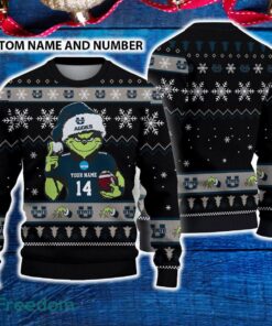 Utah State Aggies 3D Ugly Christmas Sweater Grinch Funny Custom Number And Name