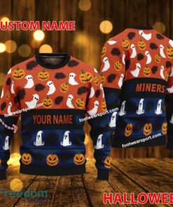 UTEP Miners Custom Name Halloween Ugly Xmas Sweater For Fans