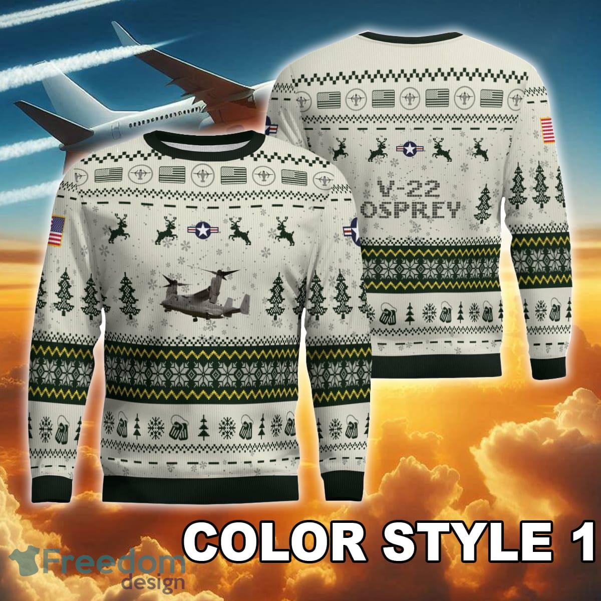 V 22 Osprey V22 New Pattern Aircraft Christmas Ugly 3D Sweater For Veteran image V-22 Osprey V22 New Pattern Aircraft Christmas Ugly 3D Sweater For Veteran - V-22 Osprey V22 Ugly Christmas Sweater AOP Photo 1