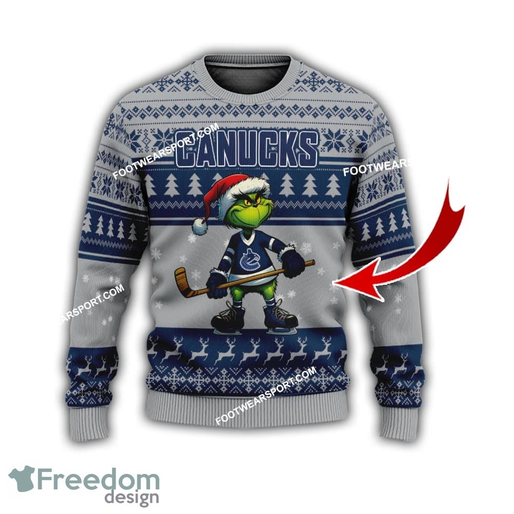Vancouver Canucks New Grinch Knitted Christmas Sweater Gift For Men And Women image Vancouver Canucks New Grinch Knitted Christmas Sweater Gift For Men And Women - Vancouver CanucksMulti Grinch Ugly Christmas Sweater Gift Adult Photo 1