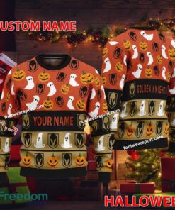 Vegas Golden Knights Personalized Halloween Ugly Christmas Sweater For Fans