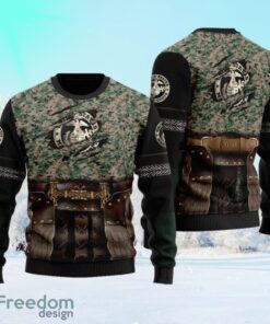 Veteran Armour US Marine Marpat Woodland Ugly Sweater Knitting Gift For Christmas