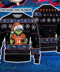 Virginia Cavaliers 3D Ugly Christmas Sweater Grinch Funny Custom Number And Name
