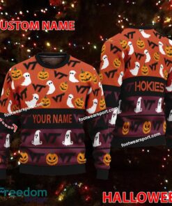 Virginia Tech Hokies Personalized Halloween Ugly Christmas Sweater For Fans