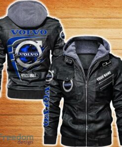 Volvo Leather Jacket Black And Brown Color Car Logo Trending All OVer Print Gift Fans Custom Name Volvo Leather Jacket Black And Brown Color Car Logo Trending All OVer Print Gift Fans Custom Name