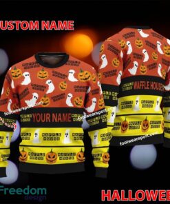 Waffle House Custom Name Halloween Knitted Xmas Sweater Gift For Men And Women