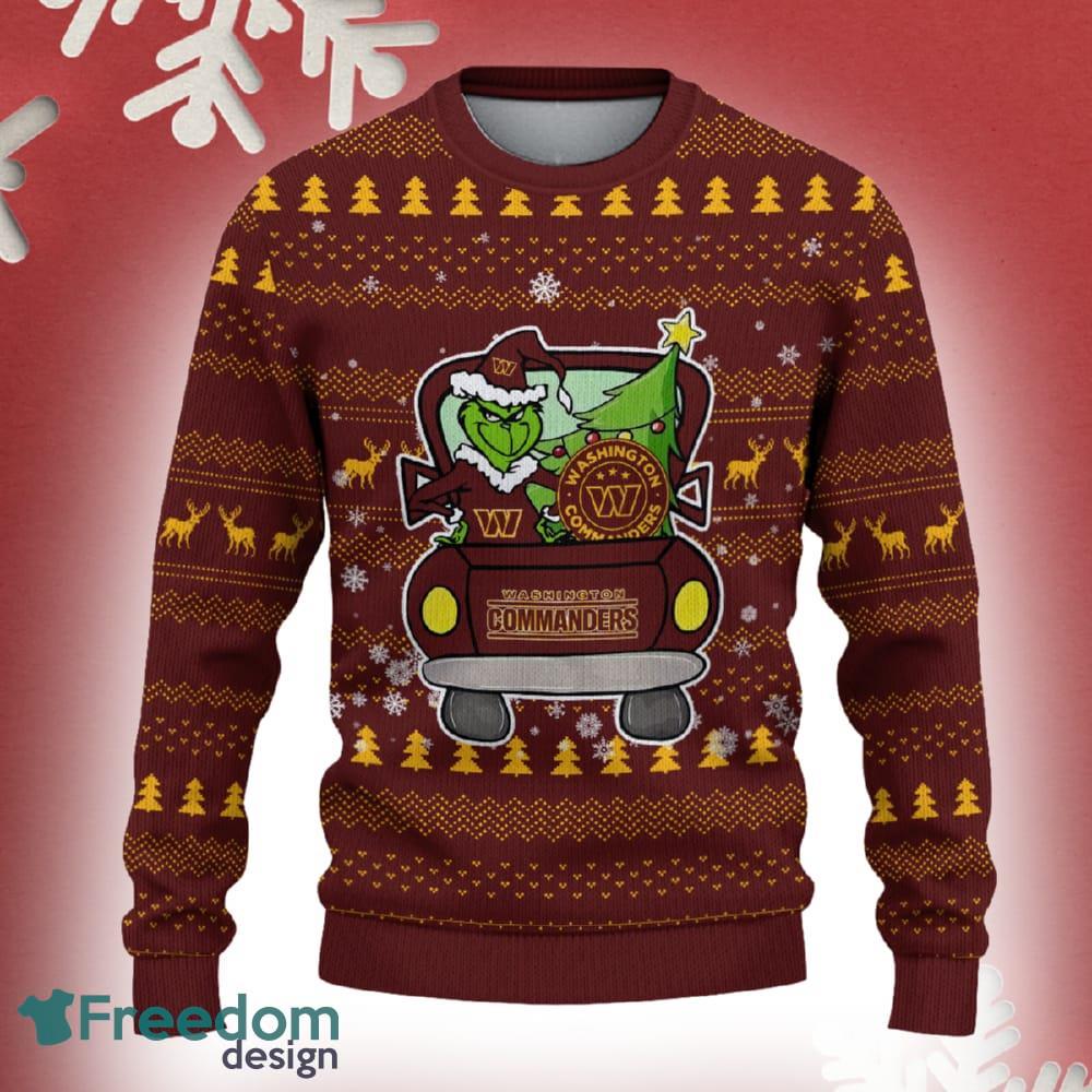 Washington Commanders Grinch Driving Funny 3D Ugly Christmas Sweater For Men Women image Washington Commanders Grinch Driving Funny 3D Ugly Christmas Sweater For Men Women - Washington Commanders Christmas Sweater Grinch Driving Photo 2