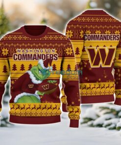 Washington Commanders Grinch Ugly Christmas Sweater With Team Logo 3D Printed Christmas Sweater Gift
