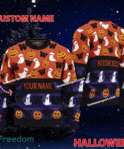 Washington Huskies Personalized Halloween Ugly Xmas Sweater AOP For Fans
