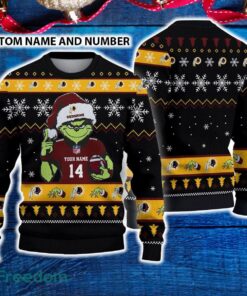 Washington Redskin 3D Ugly Christmas Sweater Grinch Funny Custom Number And Name