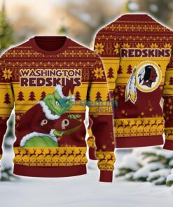 Washington Redskin Grinch Ugly Christmas Sweater With Team Logo 3D Printed Christmas Sweater Gift