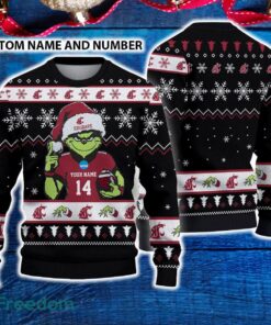 Washington State Cougars 3D Ugly Christmas Sweater Grinch Funny Custom Number And Name