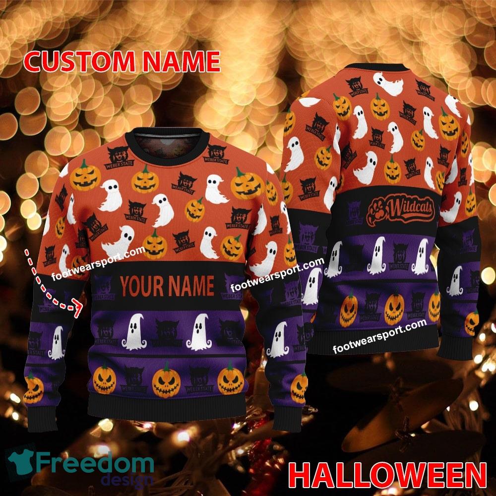 Weber State Wildcats Personalized Halloween Ugly Christmas Sweater AOP For Fans image Weber State Wildcats Personalized Halloween Ugly Christmas Sweater AOP For Fans - Weber State Wildcats Personalized Halloween Ugly Christmas Sweater AOP For Fans