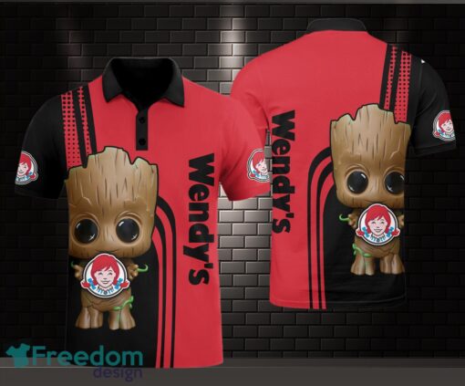 Wendy's AOP 3D Polo Shirt Unique Gift Golf Polo Shirt Baby Groot Team Product Photo 1